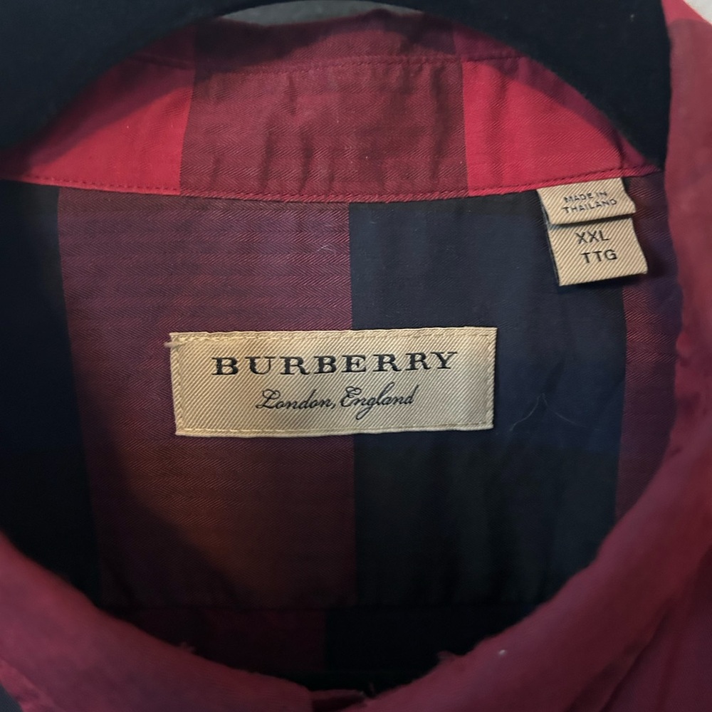 Burberry Burgundy and Black Plaid Shirt “used”